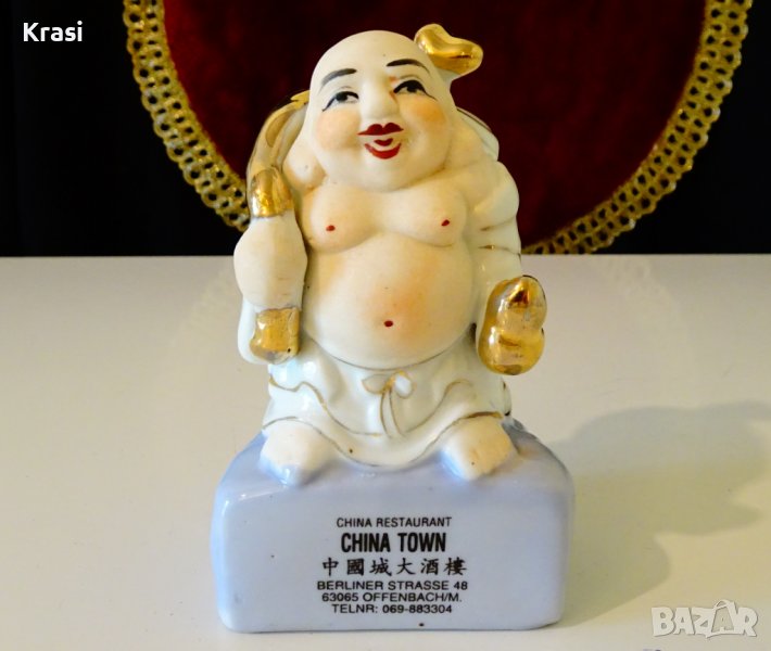Смеещият се Буда порцеланова статуетка,злато. , снимка 1