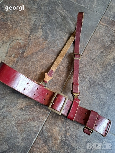офицерски кожен колан с портупей 28/5, снимка 1