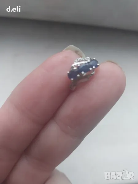 Златна обеца със Сапфири и брилянти , снимка 1