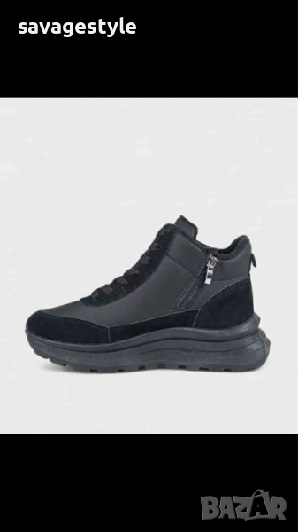 Страхотни дамски боти в черно цип и връзки , снимка 1