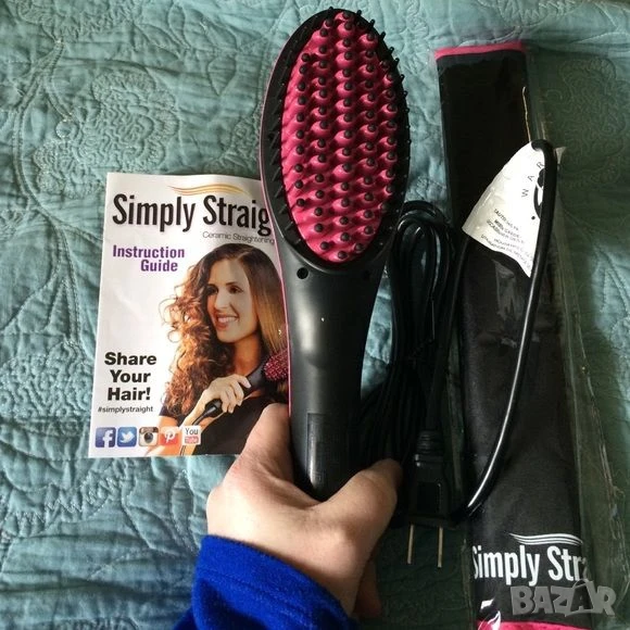 Четка за изправяне и изсушаване с LCD дисплей и 3D керамични цилиндри, снимка 1