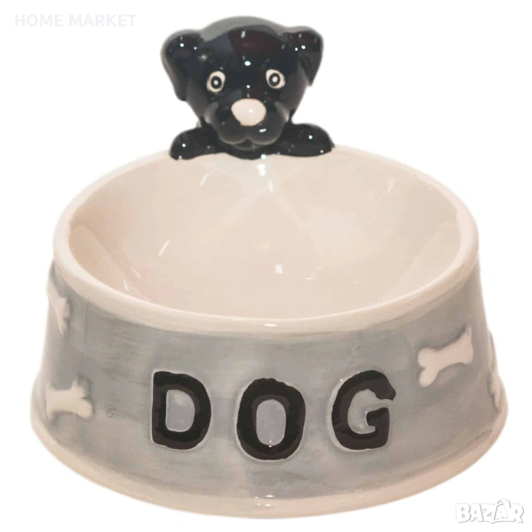 Купичка за храна за домашни любимци Кръгла  купичка за храна за домашни любимци с декорация кученце , снимка 1