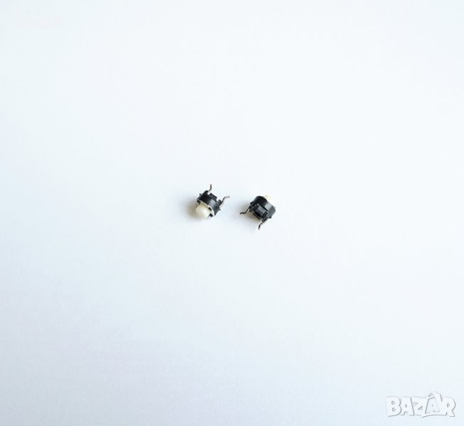 Малък бутон 2pin Ф6х4mm незадържащ НО бял 12V 0,05A H=1mm, снимка 1