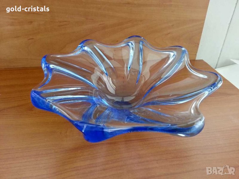 Кристална купа фруктиера чиния кобалт , снимка 1