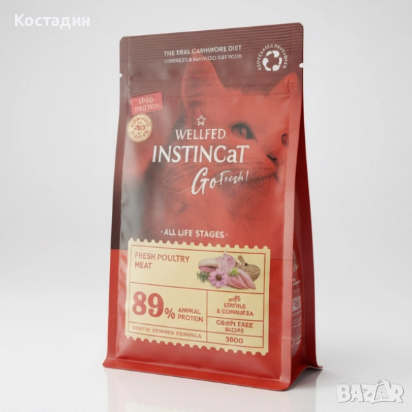 Пълноценна и Балансирана Храна за Котки - 0.3кг/1.8кг - Птиче месо - All Life Stages - Wellfed, снимка 1