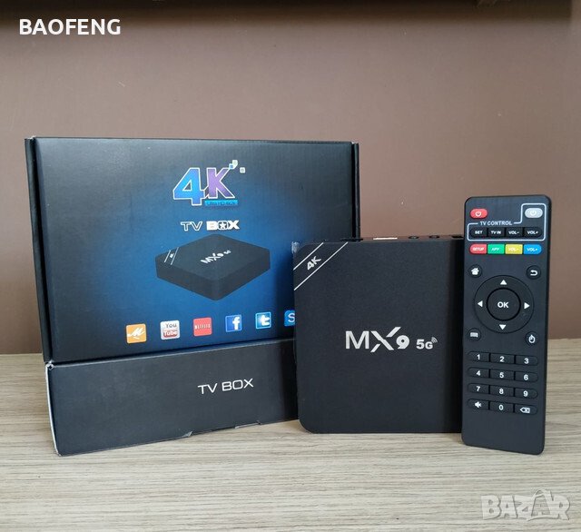 Нов 3in 1 джобен компютър MX9 TV box четириядрени 4K Android 8GB 128GB ТВ БОКС/ Android TV 11 / 9 5G, снимка 1
