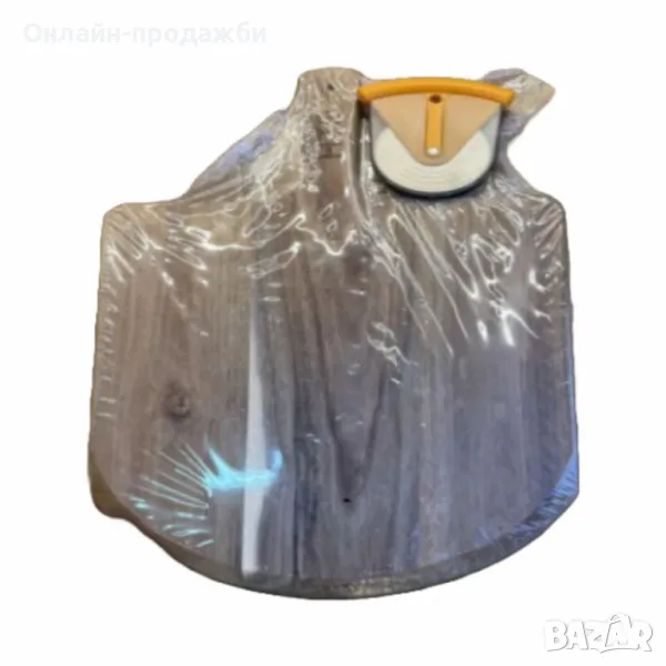 Дървена дъска за пица с уред за лесно рязане, снимка 1