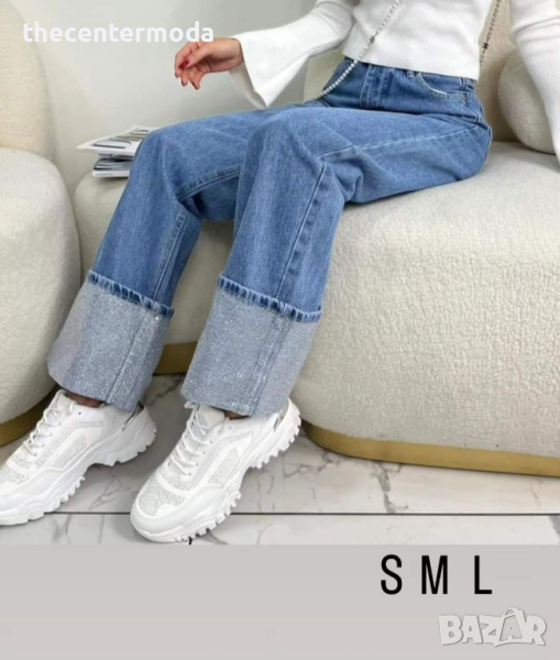 Дамски дънки с камъни, снимка 1