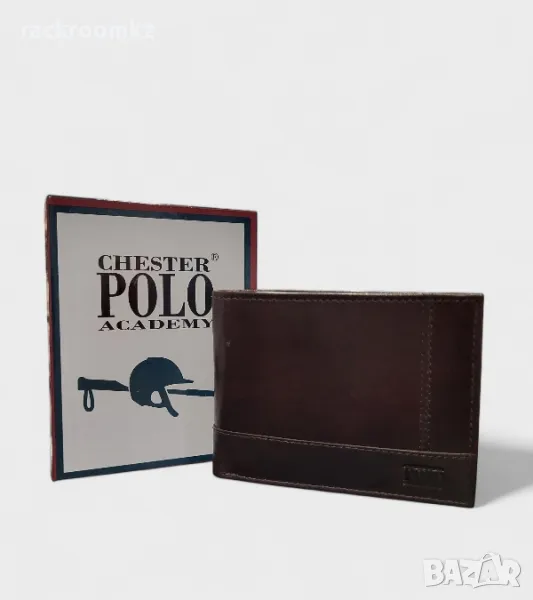 Mъжки портфейл  от естествена кожа CHESTER POLO ACADEMY в кафяв цвят, снимка 1