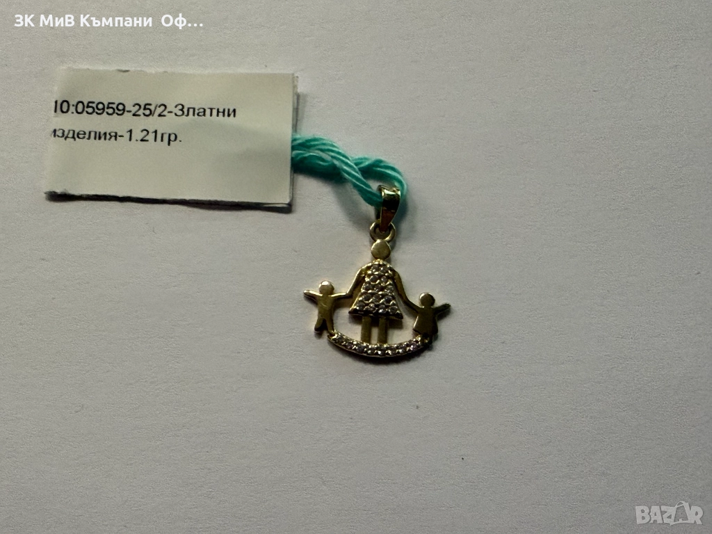 Златна висулка "Майка с деца" - 1.21гр. - 14К, снимка 1