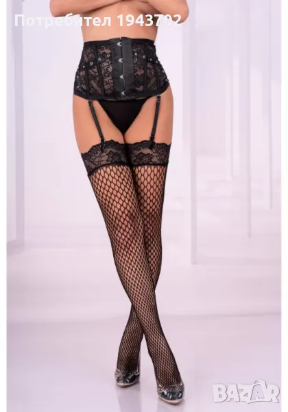 Черен жартиерен колан с чорапи Jelly LivCo Corsetti Fashion, снимка 1