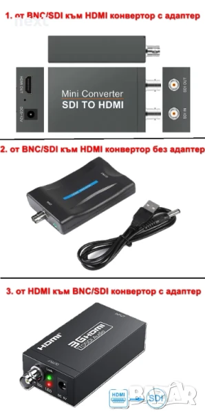 BNC-HDMI-SDI видео конвертор-адаптер Converter + Гаранция, снимка 1