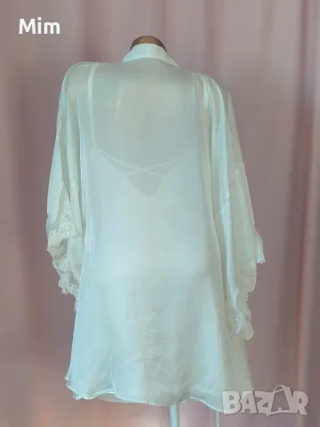  Резервирани Бял халат L/XL Бяла сатенена нощница, снимка 3 - Нощници - 56187922