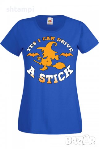 Дамска тениска Yes I Can Drive A Stick,Halloween,Хелоуин,Празник,Забавление,Изненада,Обичаи,, снимка 4 - Тениски - 38144318