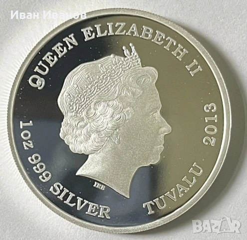 Сребърна монета Tuvalu 2013 Phoenix Legend Dollar 1oz PROOF , снимка 2 - Нумизматика и бонистика - 53162630