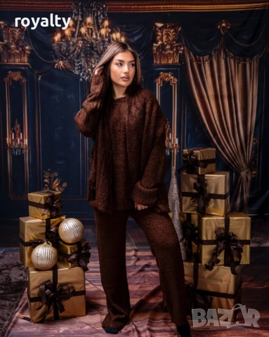 Кафяв Дамски Комплект С Шал , снимка 5 - Шалове - 52816120