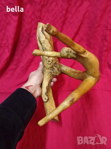 Дървена нестандартна пластика от добре обработен клон ,дърворезба , снимка 2 - Антикварни и старинни предмети - 48676619