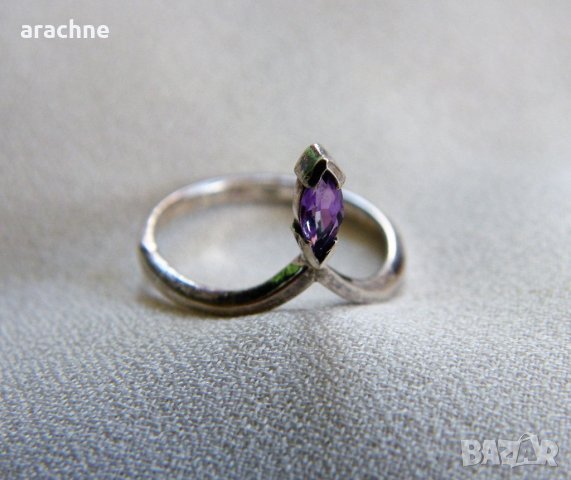 Френски сребърен пръстен за втора фаланга с шпинел, снимка 5 - Пръстени - 37476024