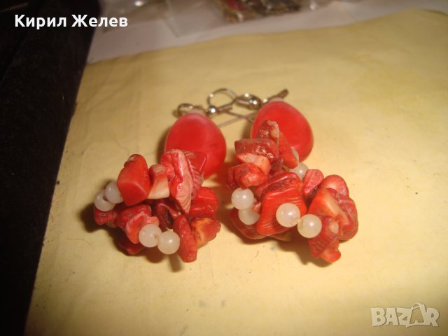 ХЕНД МЕЙД АРТ ФЕШЪН ОБЕЦИ с НАТУРАЛЕН ЧЕРВЕН КОРАЛ 24346, снимка 6 - Обеци - 33962753