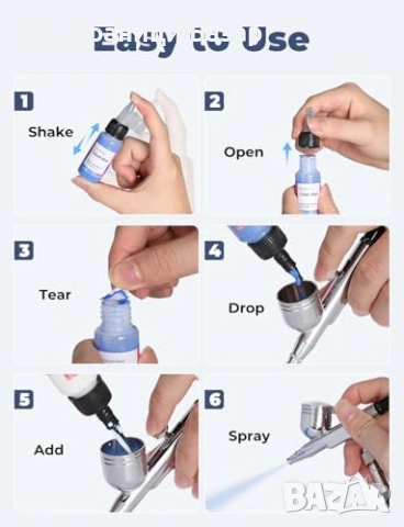 Нов Бои за аерограф Oasser 33 цвята за платно дърво текстил моделизъм и art + 3 разредителя, снимка 5 - Други - 54131066