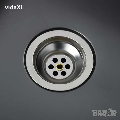 vidaXL Ръчно изработена кухненска мивка, черна, неръждаема стомана, снимка 6 - Мивки - 56147709