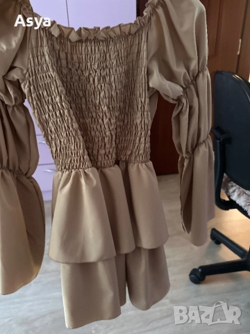 Дамска бежева рокля , снимка 8 - Рокли - 51735183