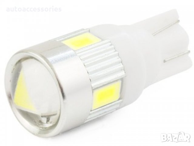 Автомобилни LED крушки W5W T10 6 SMD 5630 с лупа 2броя, #1000053054, снимка 2 - Аксесоари и консумативи - 35120385