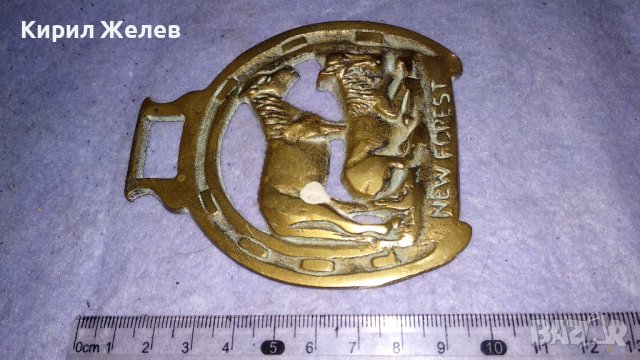 ДВОЙКА КОНЕ и ПОДКОВА Старо БРОНЗОВО ДЕКОРАТИВНО АРТ ПАНО за СТЕНА АНГЛИЯ 33972, снимка 4 - Пана - 38928018