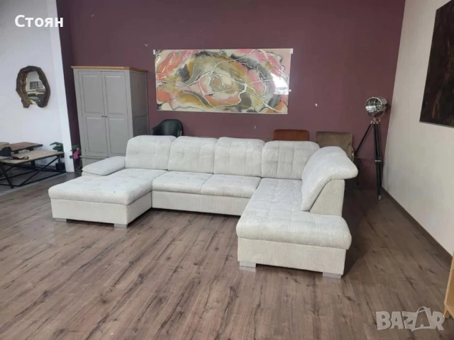 ПРОМОЦИЯ!!!Бежов П-образен ъглов диван от плат рипсено кадифе Nixon, снимка 10 - Дивани и мека мебел - 52829958