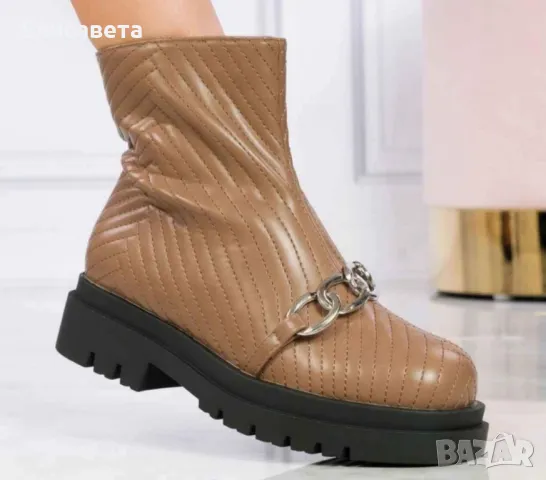 Дамски модерни боти в кафяв цвят , снимка 2 - Дамски боти - 48272534