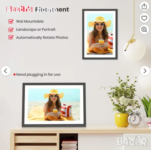 Frameo WiFi цифрова фоторамка, 10.1” електронна фоторамка с 1920x1200 FHD IPS сензорен екран , снимка 2 - Рамки за снимки и картини - 55932098
