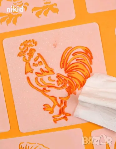 24 животни заек тигър куче петел коте елен лъв стенсил шаблон за спрей за торта украса Scrapbooking, снимка 3 - Други - 49885906