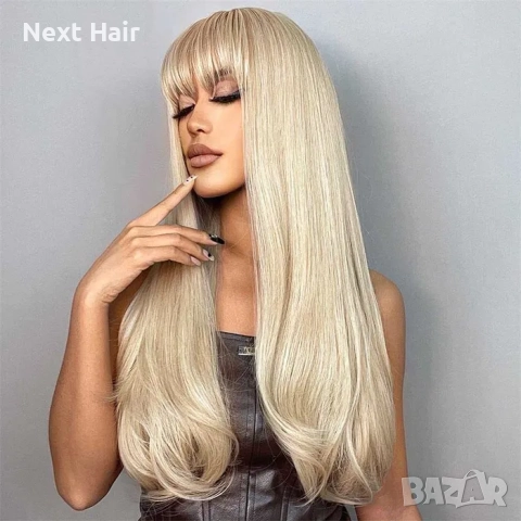 Перлено руса перука с бретон, снимка 5 - Аксесоари за коса - 52896253