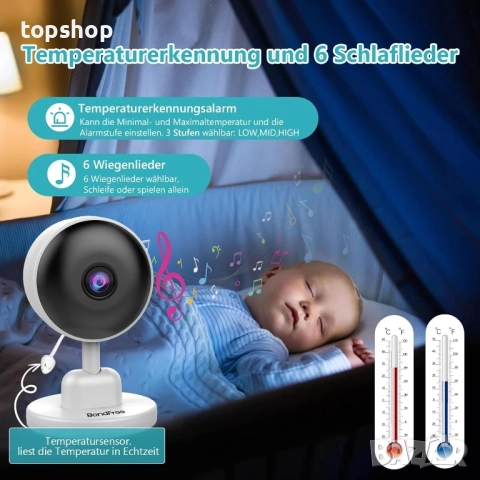 ЧИСТО НОВ Бебефон BondFree 2.8”, 300 метра, 2600mAh type C, двупосочен разговор, Vox, нощно виждане, снимка 6 - Бебефони - 51598034