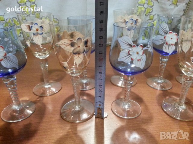 Ретро стъклени чаши за вино Бохемия , снимка 3 - Антикварни и старинни предмети - 44343746