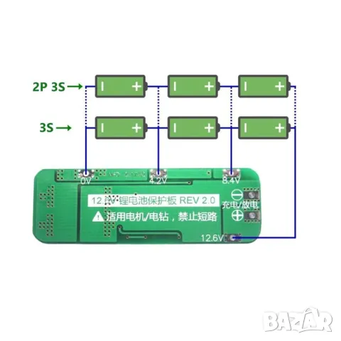 PCB BMS зарядно устройство за литиево-йонни батерии 3S 20A, снимка 2 - Друга електроника - 48015449