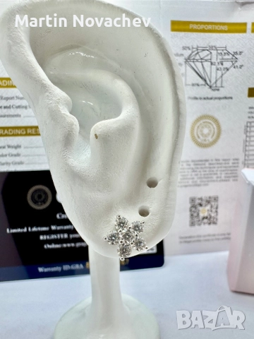 Сребърни обеци с мойсанит (Диамант) 1.2 карата, снимка 10 - Обеци - 52081954