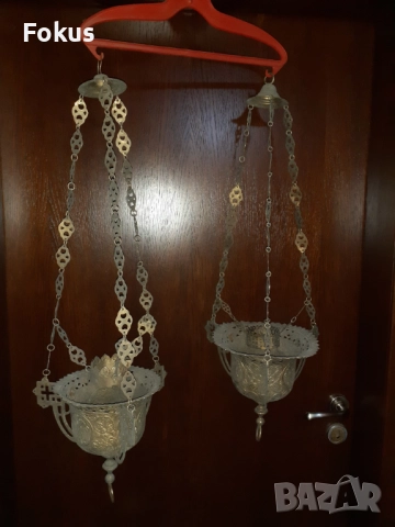 Чифт страхотни стари големи месингови кандила двуглав орел, снимка 6 - Антикварни и старинни предмети - 51978524