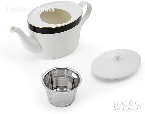 Нов Фин Mikasa Luxe Deco Чайник с Инфузер за Чай Подарък дом кухня порцелан, снимка 7 - Други стоки за дома - 42822868