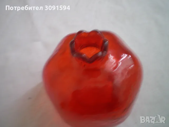 Червена ваза грапаво  дебело стъкло забавна  шестостенна форма, снимка 4 - Вази - 50194803