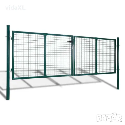 vidaXL Оградна порта, стомана, 300x100 см, зелена（SKU: 42979）, снимка 2 - Градински мебели, декорация  - 56109289