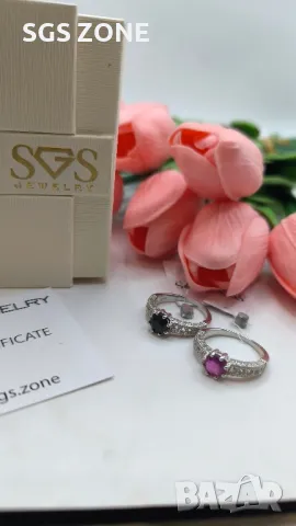 Сребърен Пръстен с Рубин/Сапфир❤️💙, снимка 2 - Пръстени - 49915754