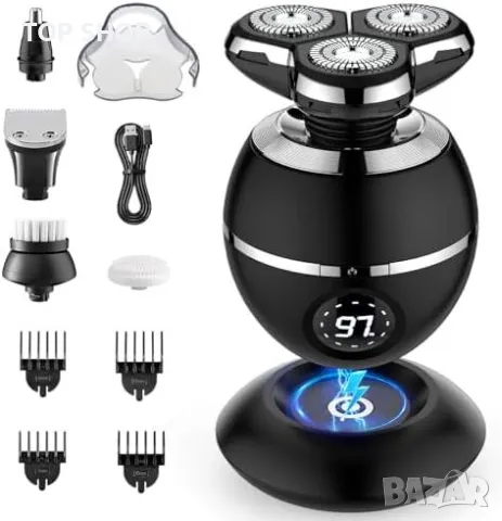 Нова Мощна мъжка самобръсначка с 3D плаваща глава и USB-C + комплект приставки
