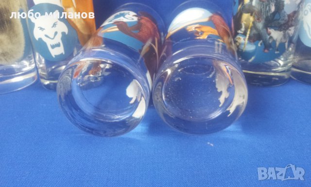 Пълен комплект стъклени чаши "Ледена епоха". 6 бр, снимка 5 - Колекции - 35001578