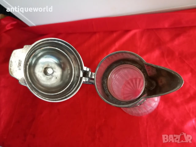 Стара Кристална Кана ,Гарафа , Посребрена, снимка 4 - Антикварни и старинни предмети - 51124836