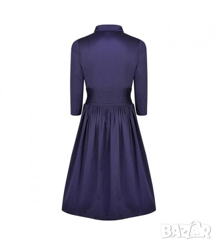 Тъмносиня памучна рокля марка Fever Heritage - M, снимка 2 - Рокли - 38384485