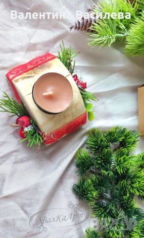 Ръчно изработени коледни свещници, снимка 5 - Декорация за дома - 52182595