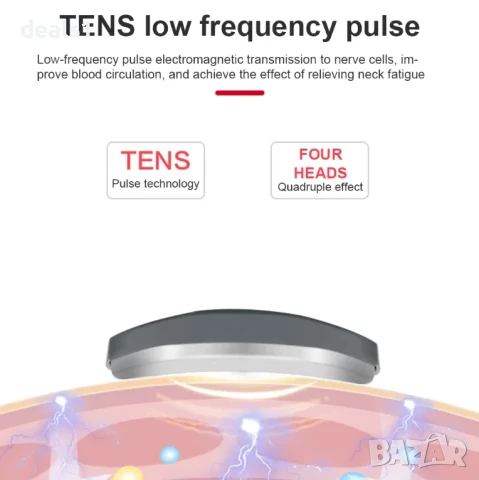 Jt-809 Електрически Пулсен Масажор за Врат с Функция за Затопляне Сив/Червен, снимка 9 - Масажори - 50535452