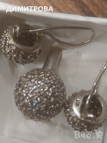 Сребърен комплект  обеци и пръстен с камъни Swarovski, снимка 8 - Пръстени - 42815503