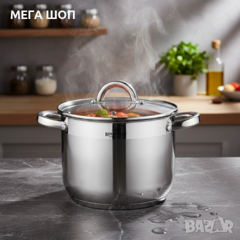 Тенджера Bohmann BH 1622, 22x18см.\7л., неръждаема стомана, снимка 3 - Съдове за готвене - 53879498